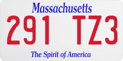 MA license plate 291TZ3
