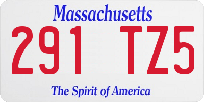 MA license plate 291TZ5