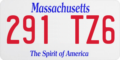 MA license plate 291TZ6