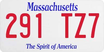 MA license plate 291TZ7