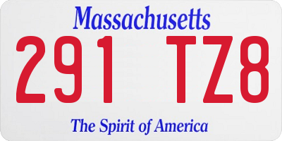 MA license plate 291TZ8