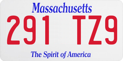 MA license plate 291TZ9