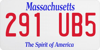 MA license plate 291UB5