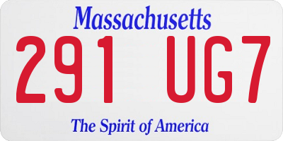 MA license plate 291UG7