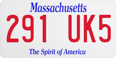 MA license plate 291UK5