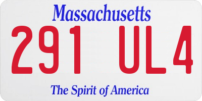 MA license plate 291UL4