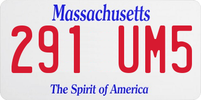 MA license plate 291UM5