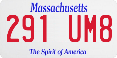 MA license plate 291UM8