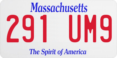 MA license plate 291UM9