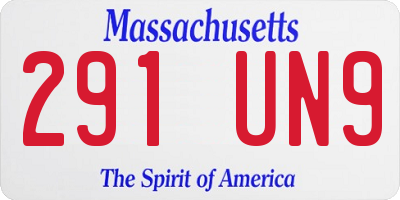 MA license plate 291UN9