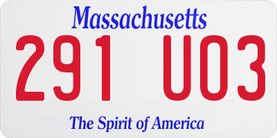 MA license plate 291UO3