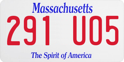 MA license plate 291UO5
