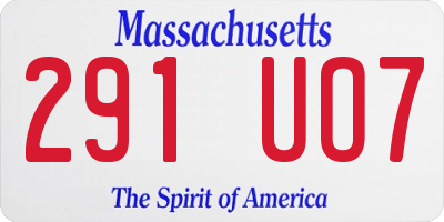 MA license plate 291UO7