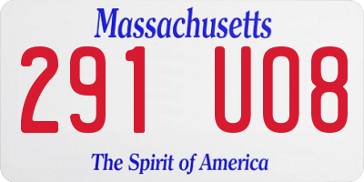 MA license plate 291UO8