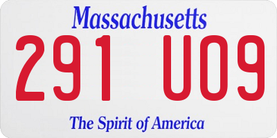 MA license plate 291UO9
