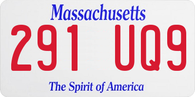 MA license plate 291UQ9