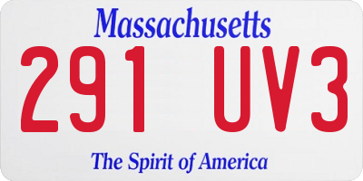 MA license plate 291UV3