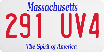 MA license plate 291UV4