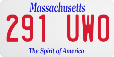 MA license plate 291UW0