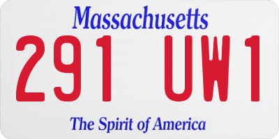 MA license plate 291UW1