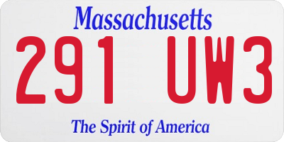 MA license plate 291UW3