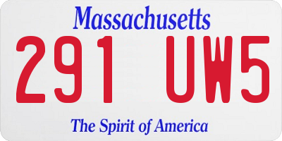 MA license plate 291UW5