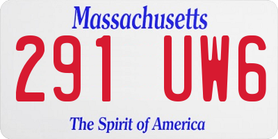 MA license plate 291UW6