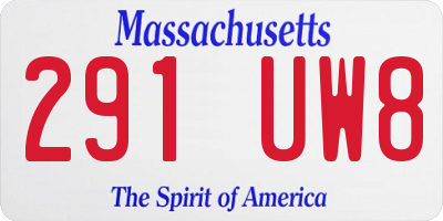 MA license plate 291UW8