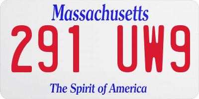MA license plate 291UW9