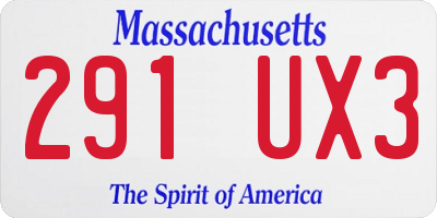 MA license plate 291UX3