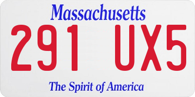 MA license plate 291UX5