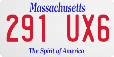 MA license plate 291UX6