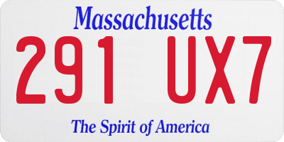 MA license plate 291UX7