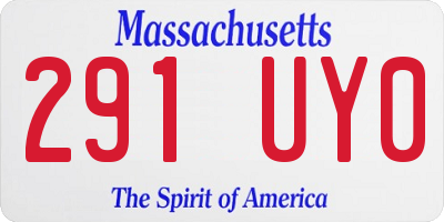 MA license plate 291UY0