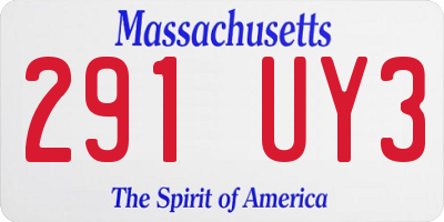 MA license plate 291UY3