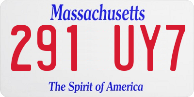 MA license plate 291UY7