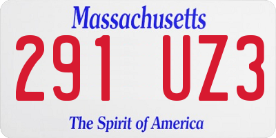 MA license plate 291UZ3