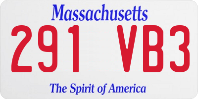 MA license plate 291VB3