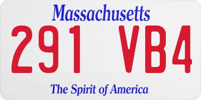 MA license plate 291VB4