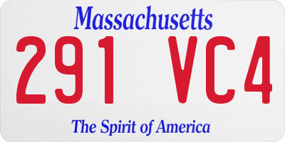 MA license plate 291VC4