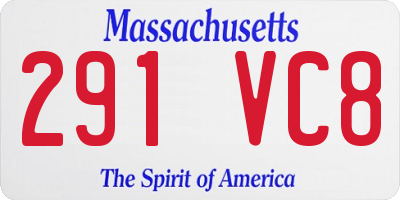 MA license plate 291VC8