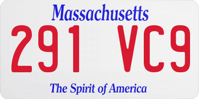 MA license plate 291VC9