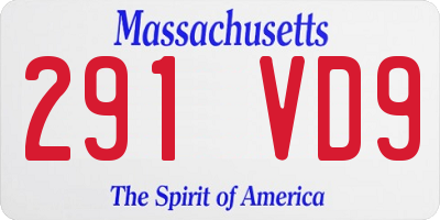 MA license plate 291VD9