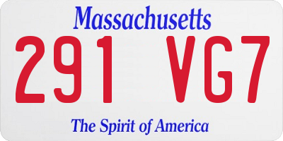 MA license plate 291VG7