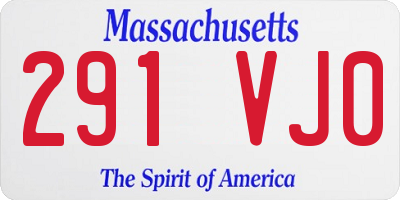 MA license plate 291VJ0