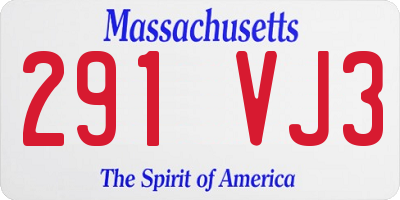 MA license plate 291VJ3