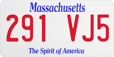 MA license plate 291VJ5