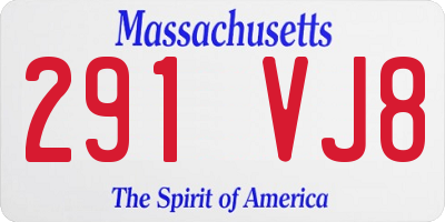 MA license plate 291VJ8