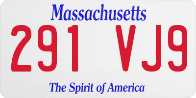 MA license plate 291VJ9