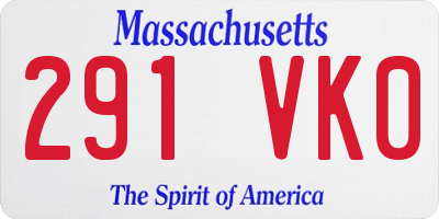 MA license plate 291VK0